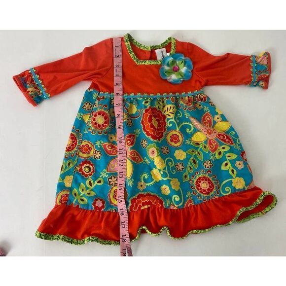 Rare Editions Thanksgiving Dress Orange Gold Green 100% Cotton - Size 3T - Picture 8 of 8